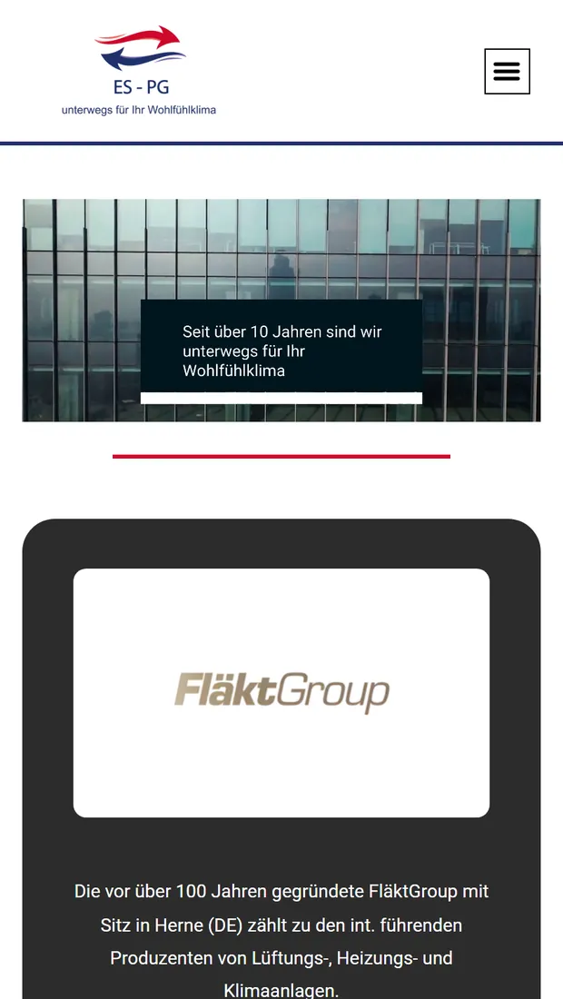 Website der Energy Systems Peter Glanzmann AG auf dem Handy