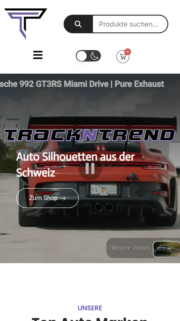 Onlineshop von Track and Trend auf dem Handy