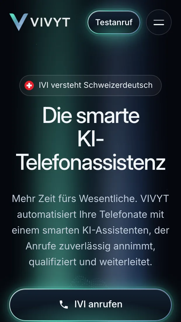 Website von VIVYT auf dem Handy