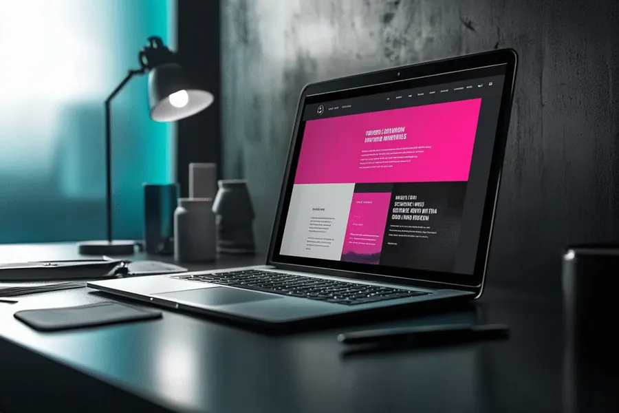Laptop mit einer Website aus dem Start-Paket